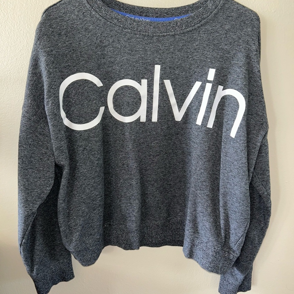 Calvin Klein Performance Gray Crewneck Sweatshirt with White Logo